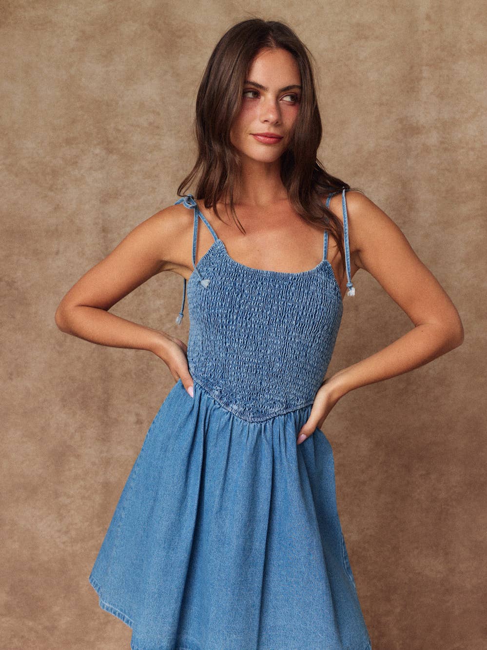Charlotte Smocked Denim Dress