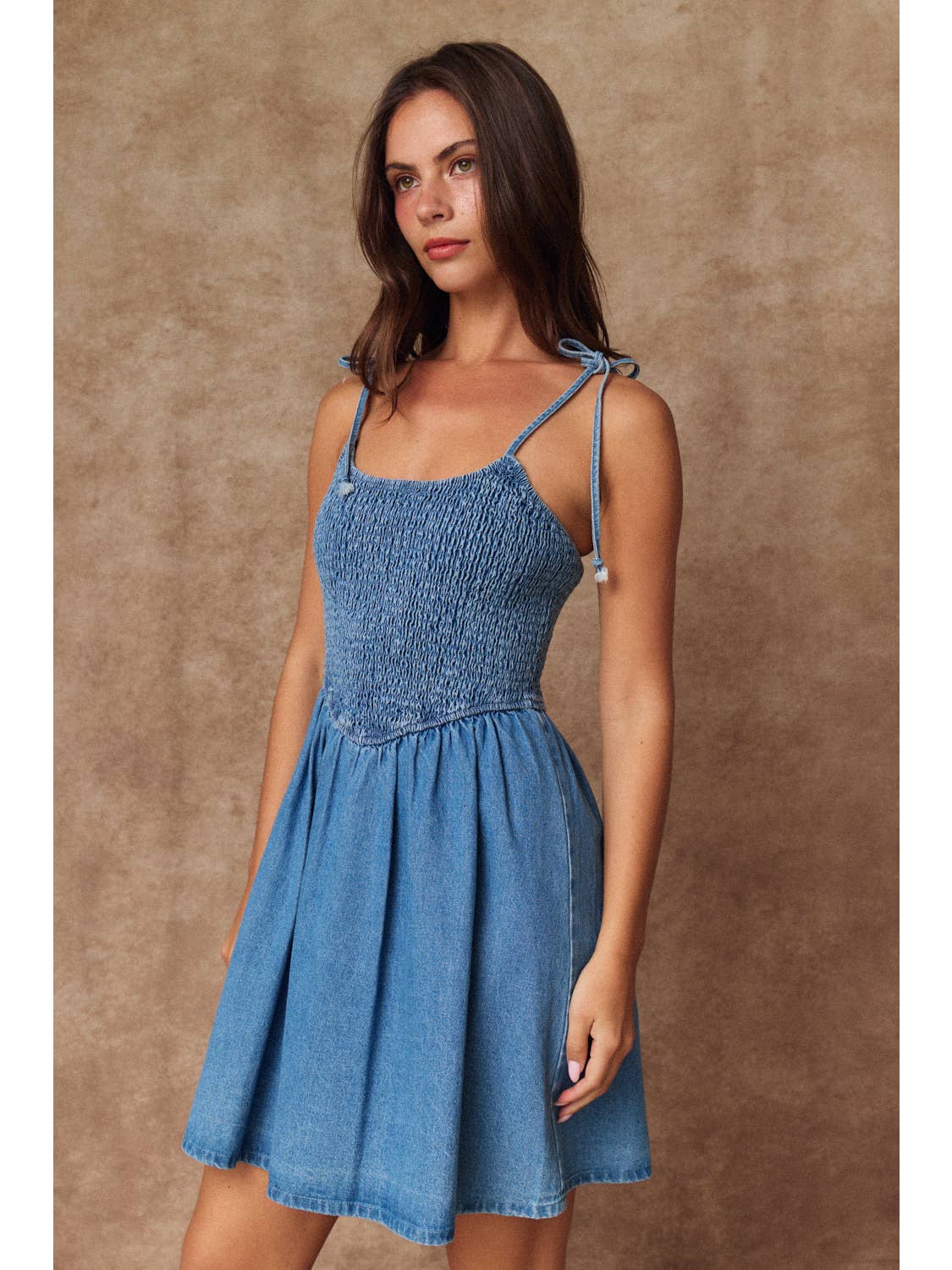 Charlotte Smocked Denim Dress