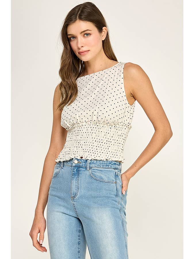 Polka Dot Smocked Top