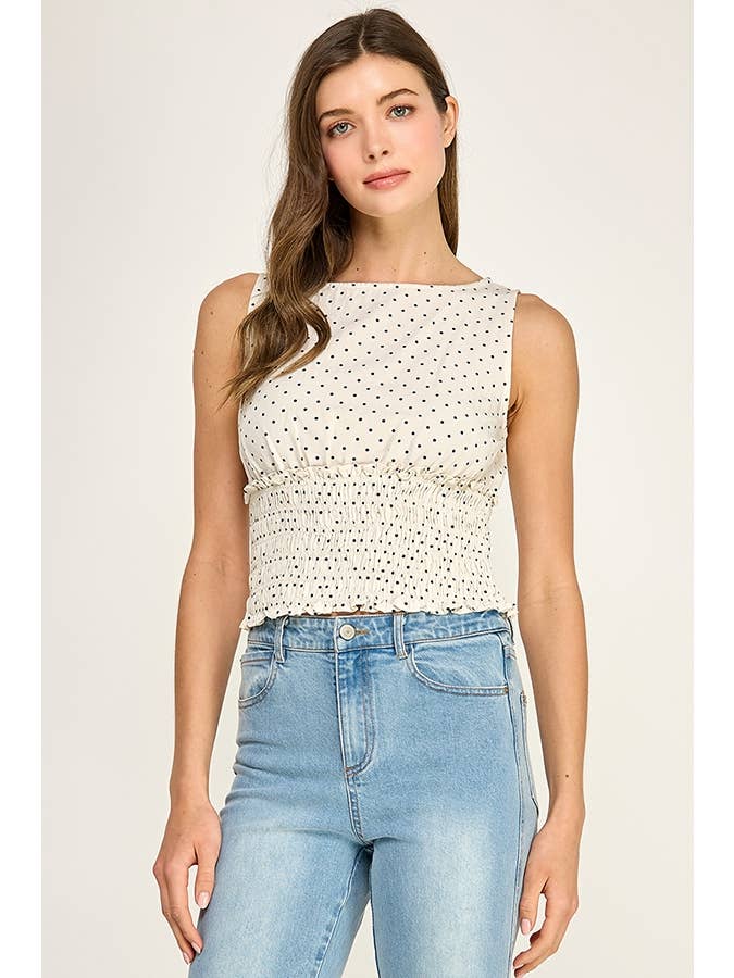 Polka Dot Smocked Top