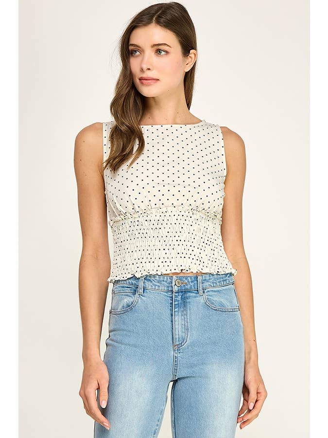 Polka Dot Smocked Top