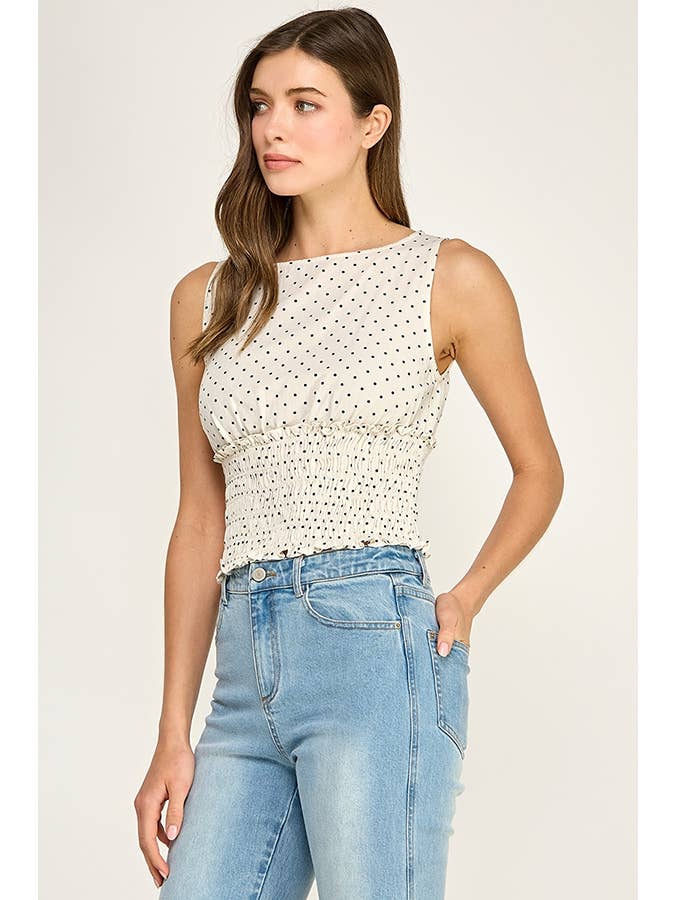 Polka Dot Smocked Top