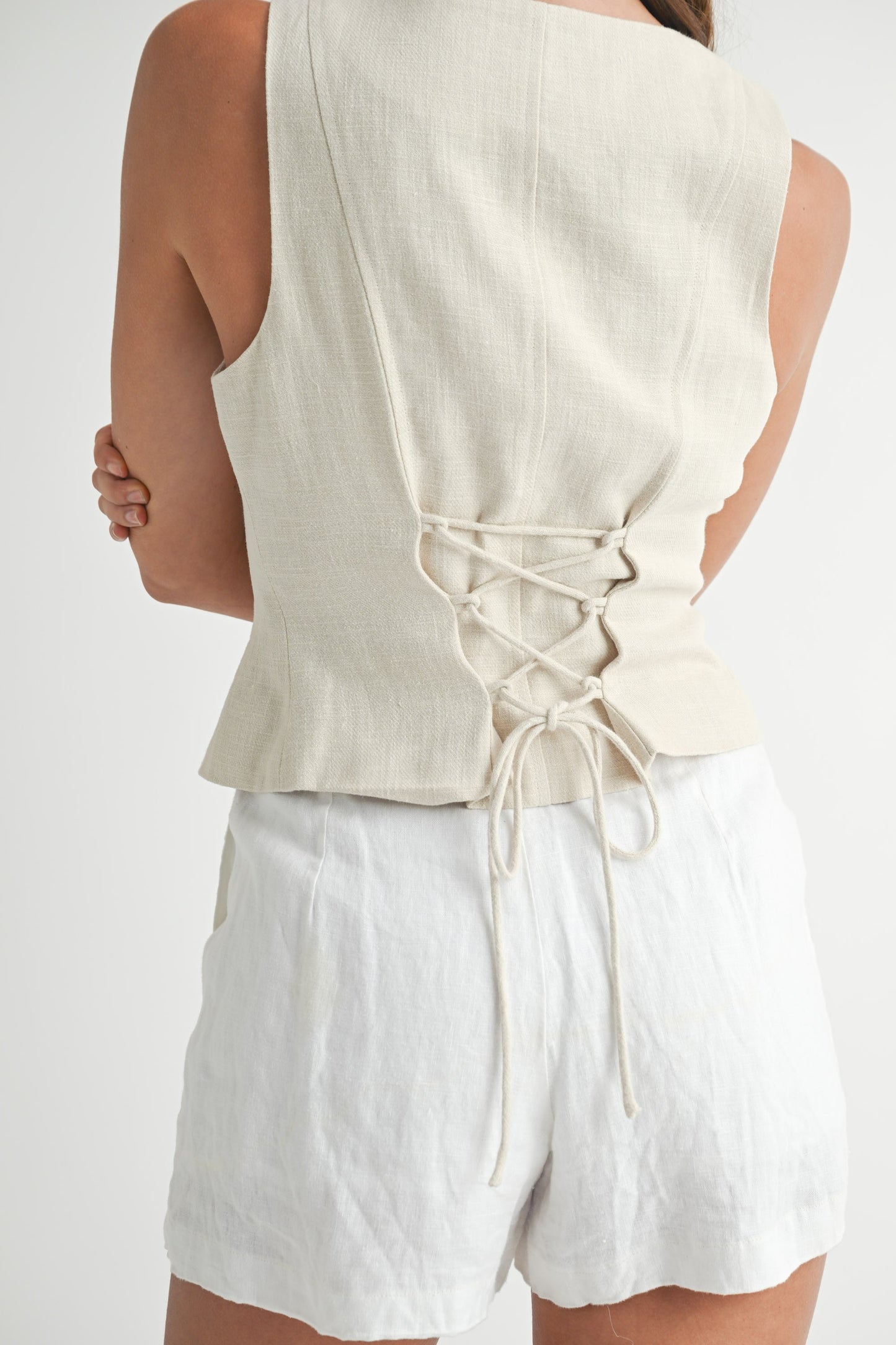 Linen Button Sleeveless Top