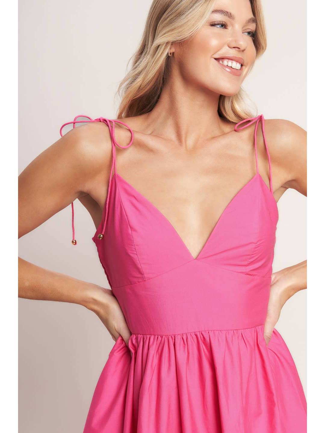 Solid Hot Pink Midi Dress