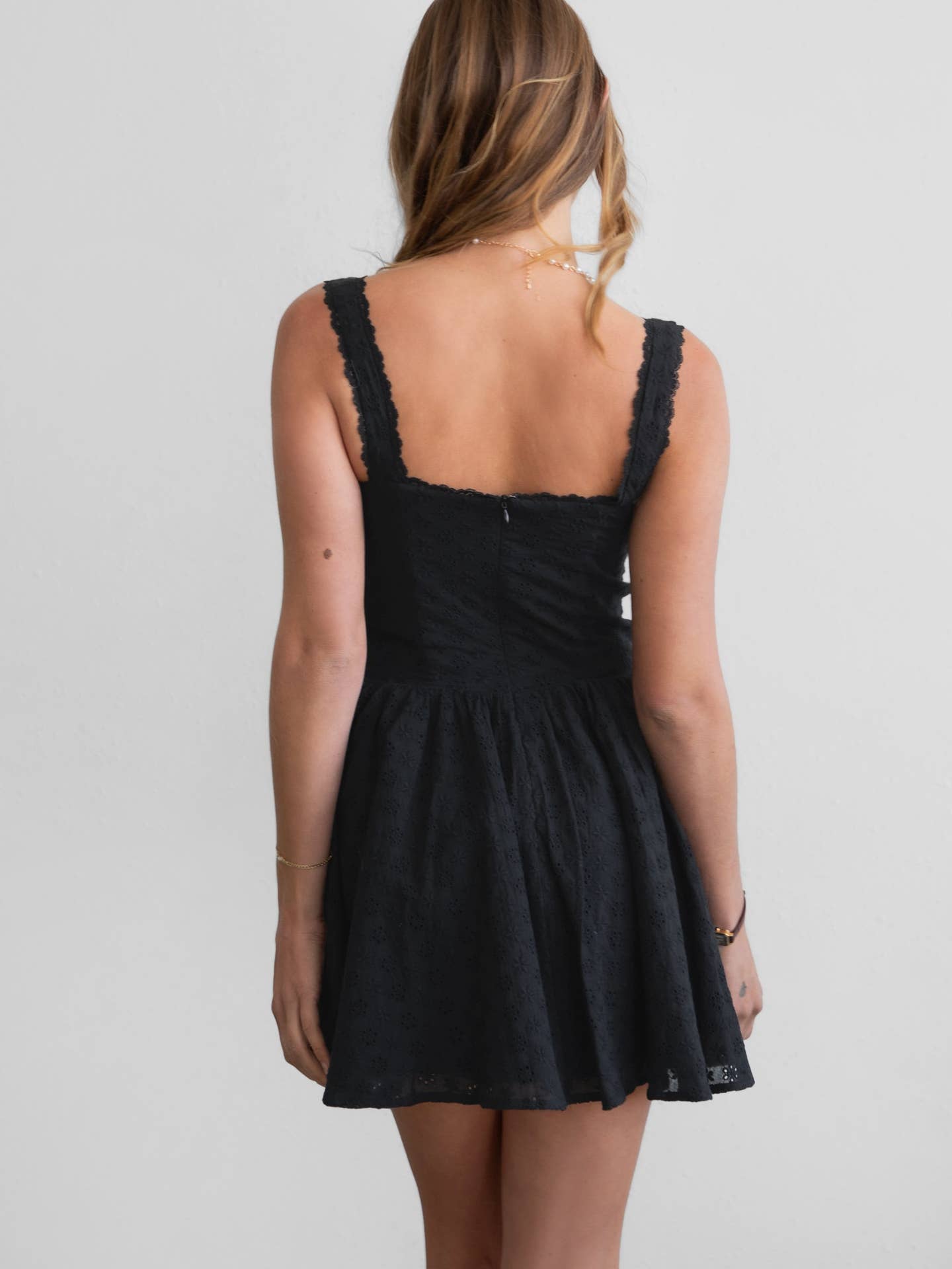 Black Eyelet Mini Dress