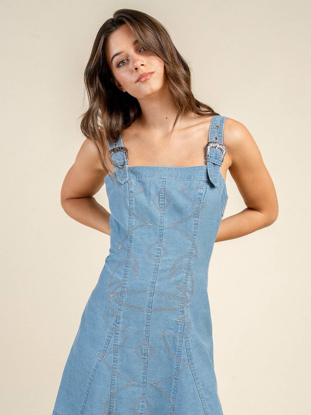 Denim Buckle Mini Dress