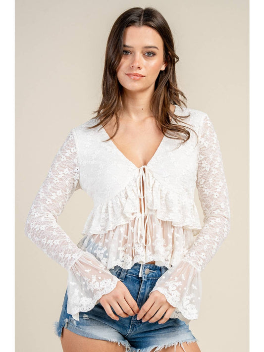 Lace Long Sleeve Tier Top