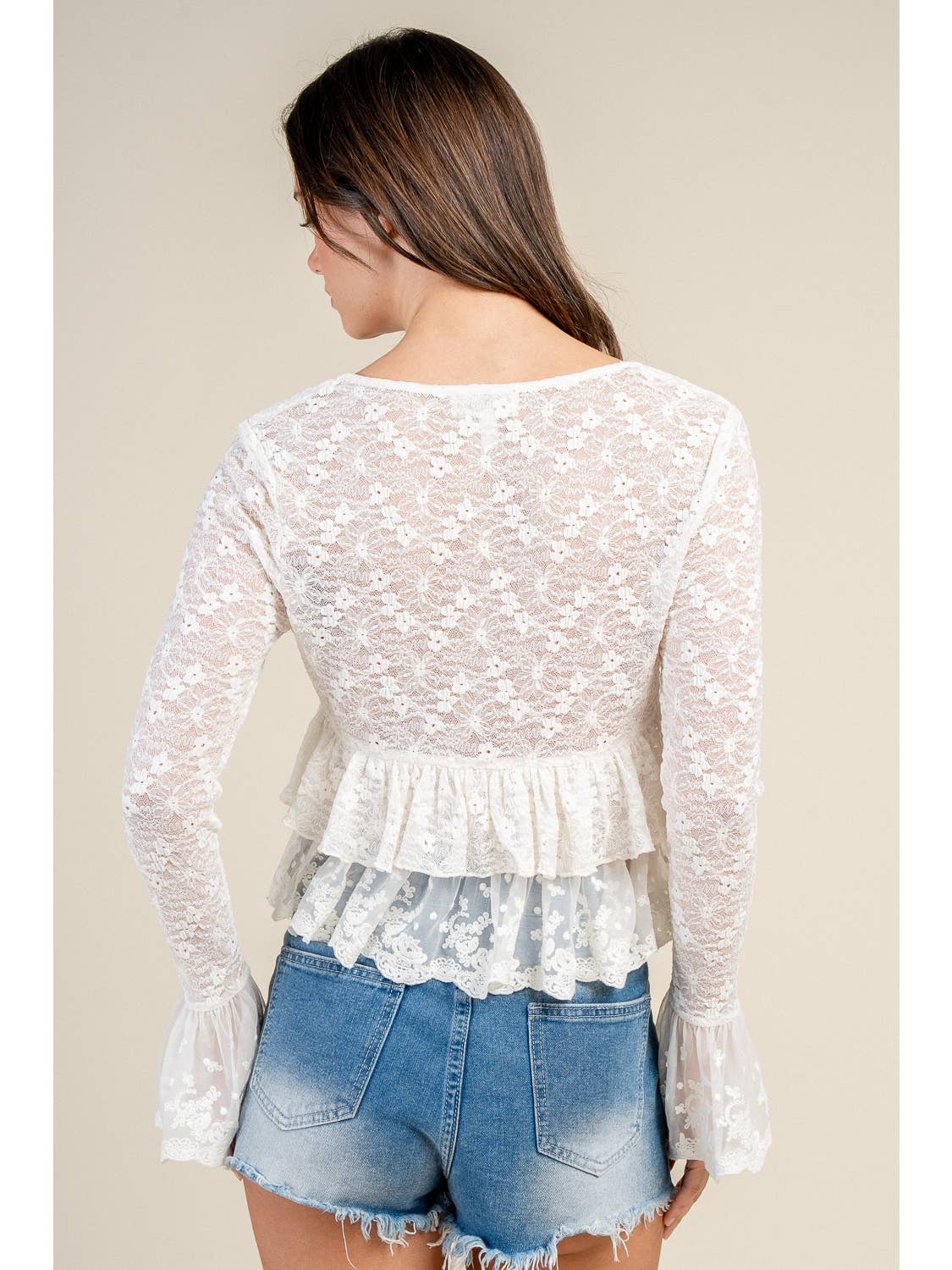 Lace Long Sleeve Tier Top