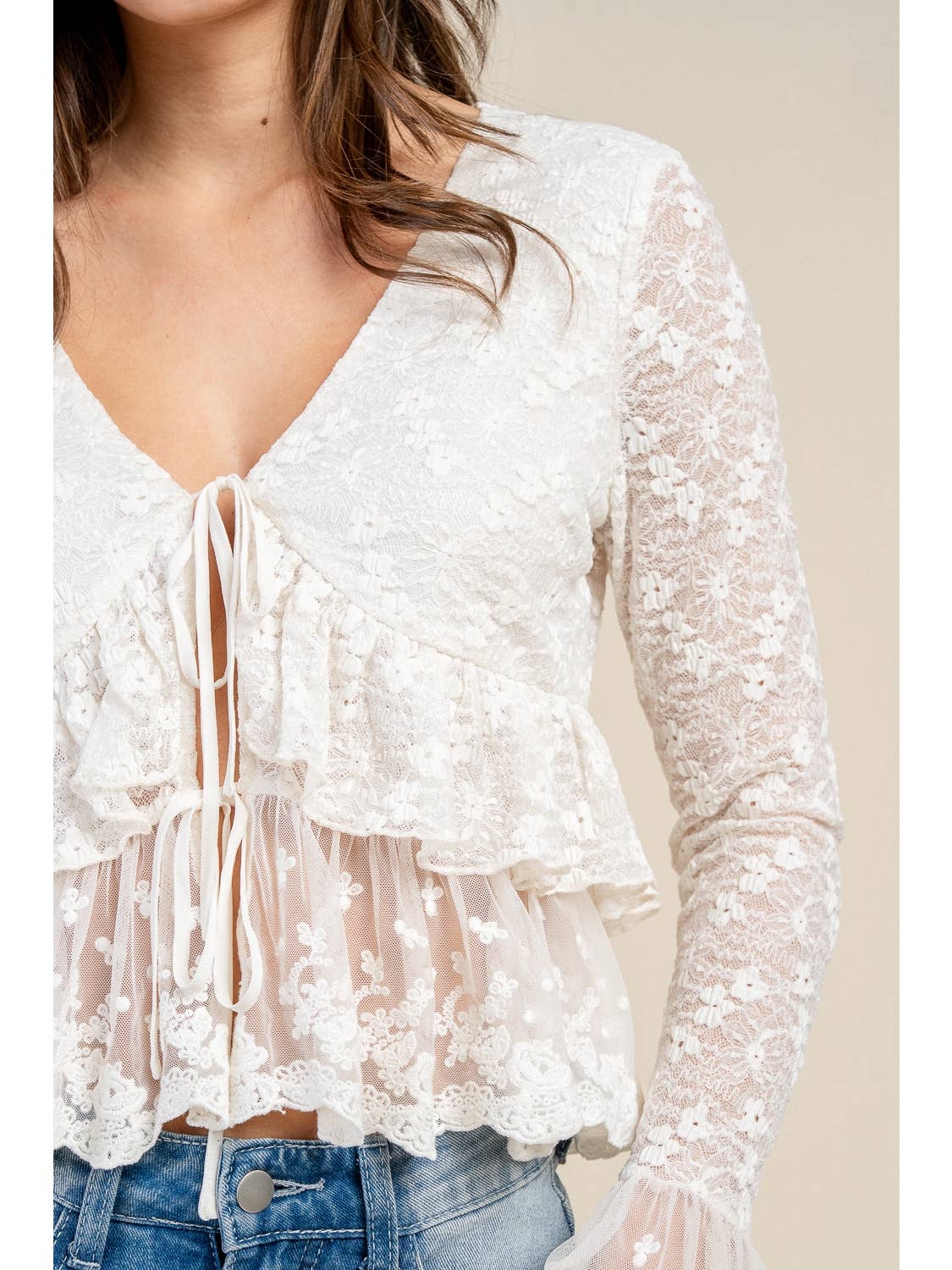 Lace Long Sleeve Tier Top