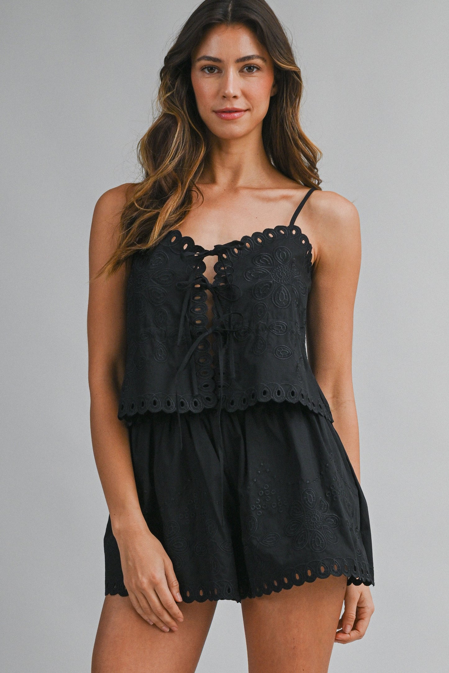Scallop Embroider Cami & Shorts Set