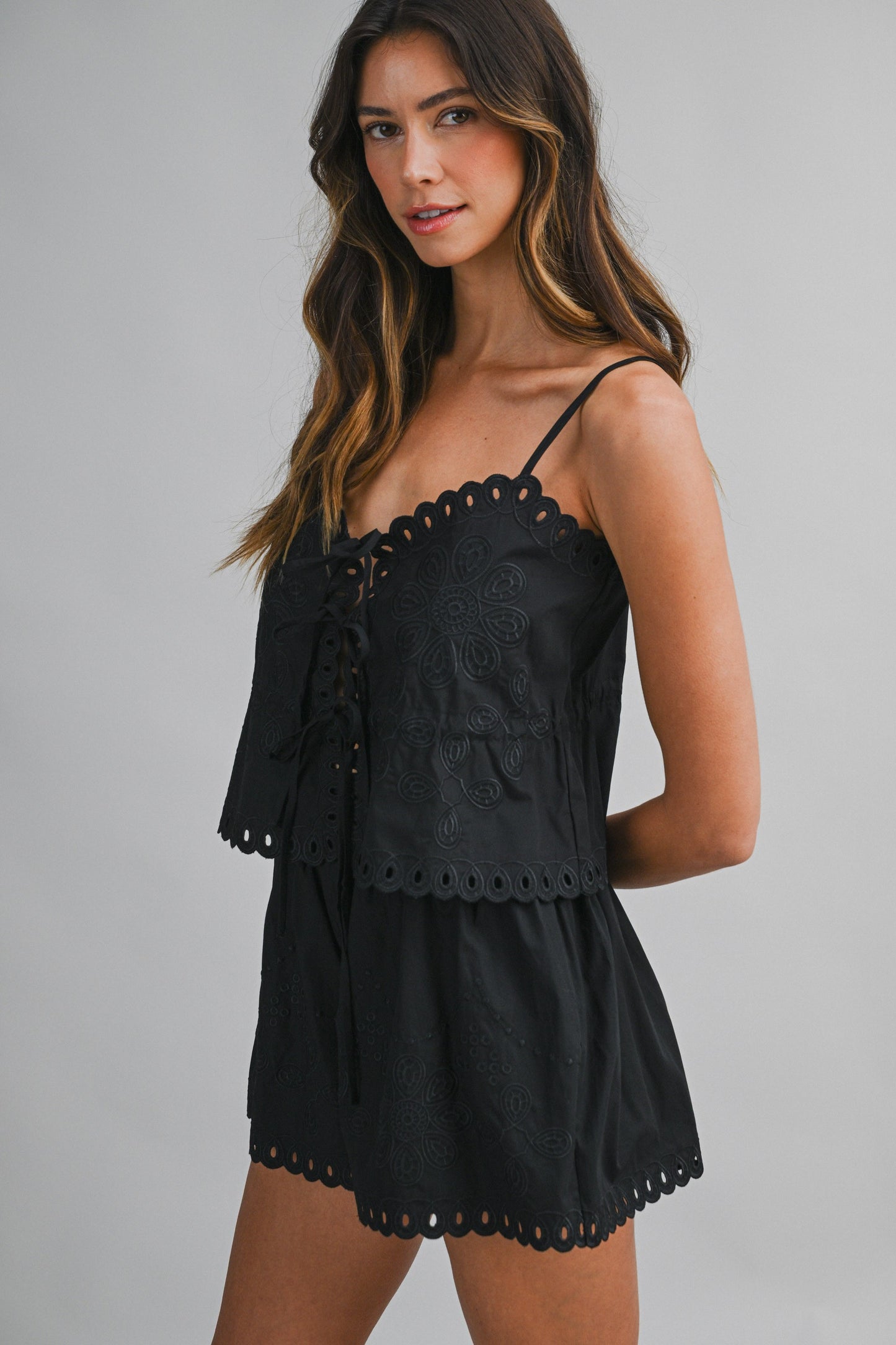 Scallop Embroider Cami & Shorts Set