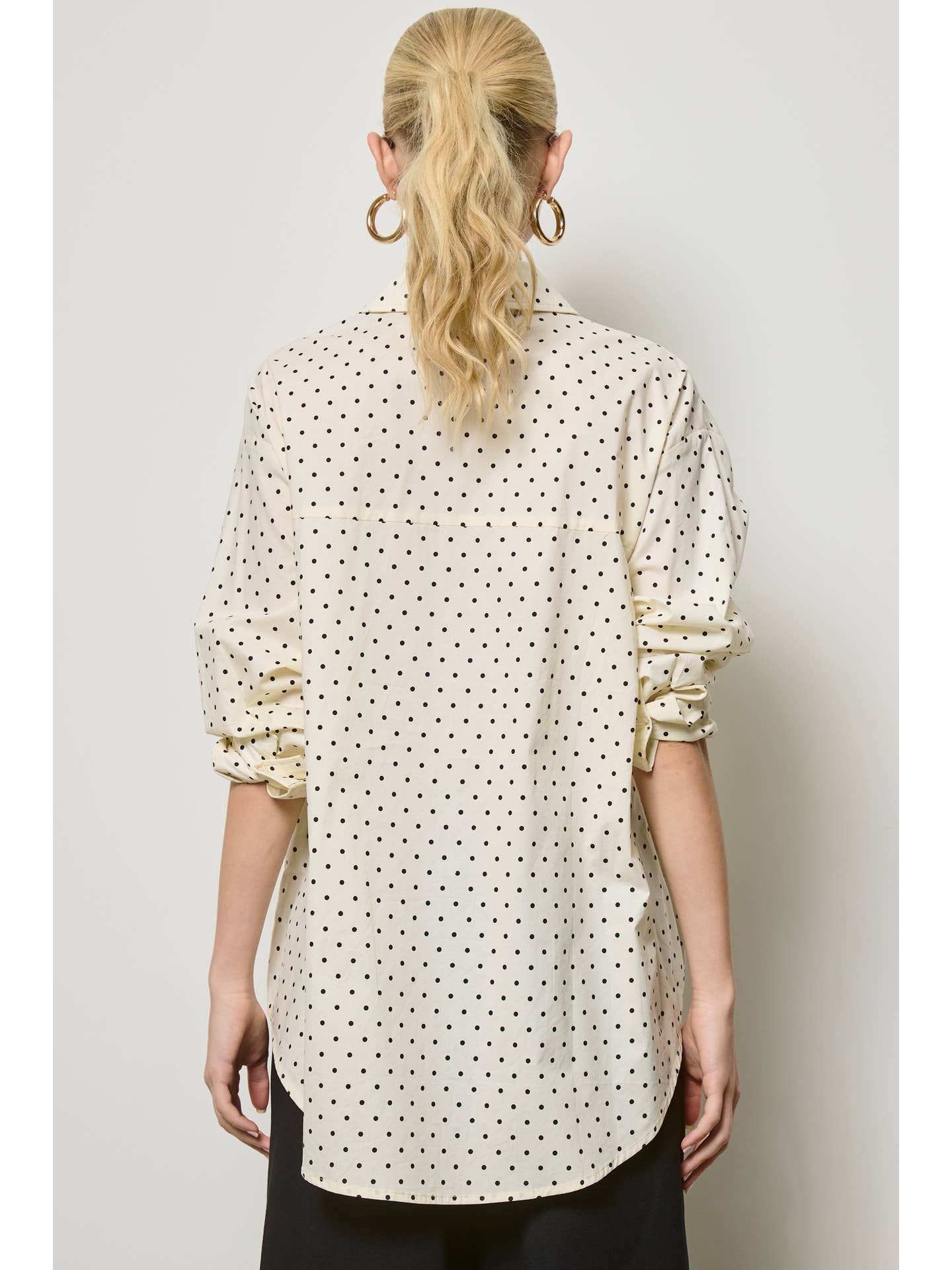 Polka Dot Oversize Button Down Top
