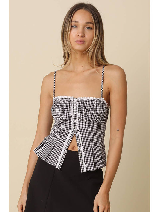 Black & White Gingham Cami Top
