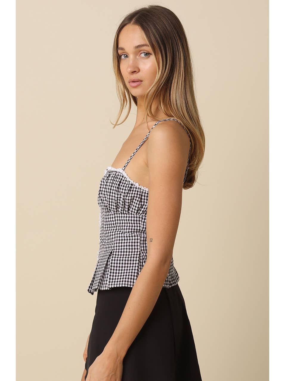Black & White Gingham Cami Top