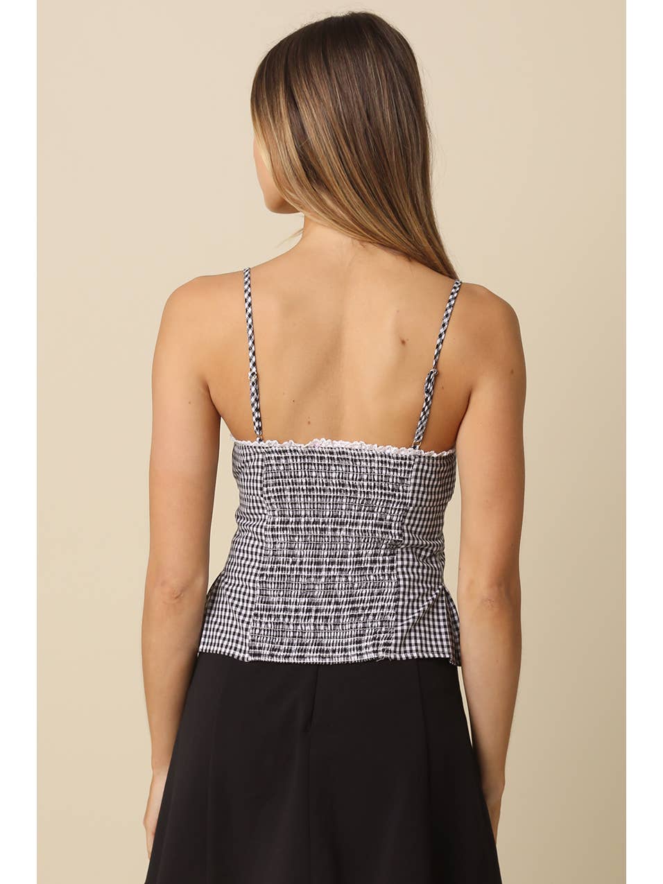 Black & White Gingham Cami Top
