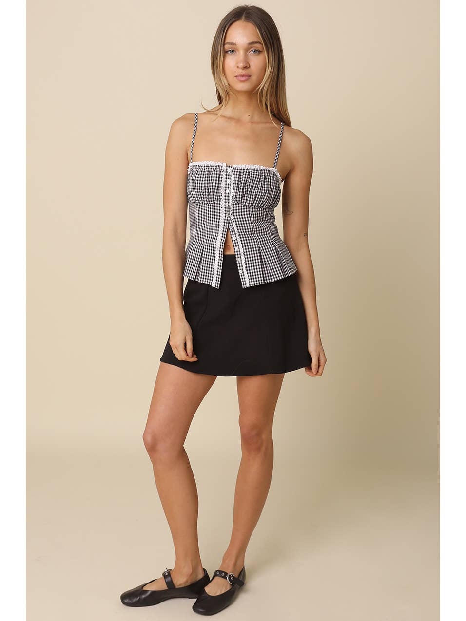 Black & White Gingham Cami Top