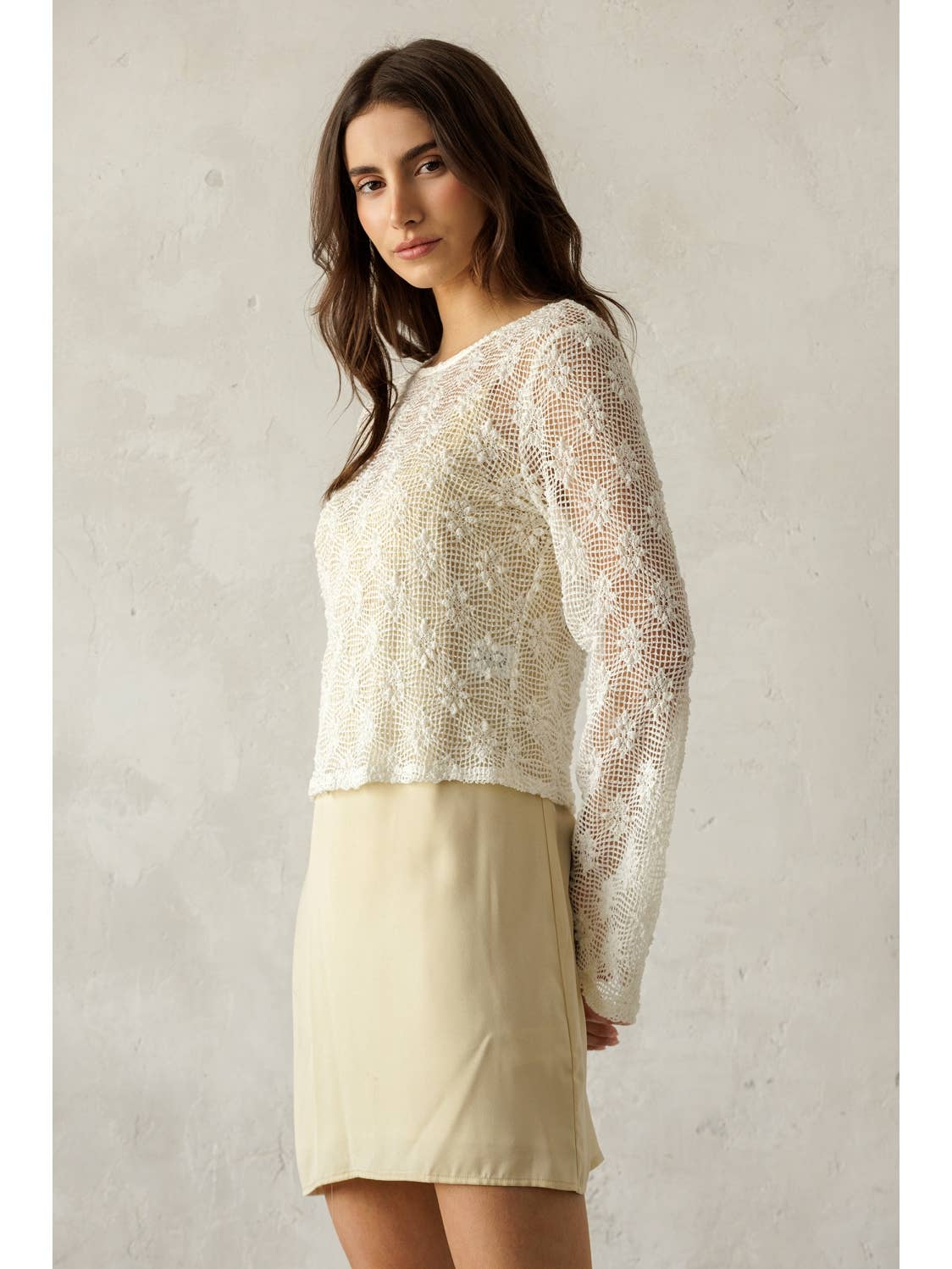 Ivory Knit Layering Long Sleeve Top