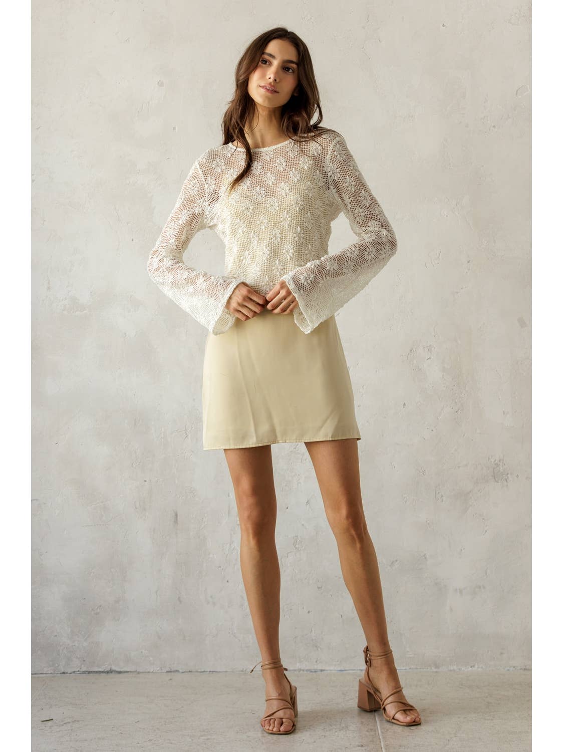Ivory Knit Layering Long Sleeve Top