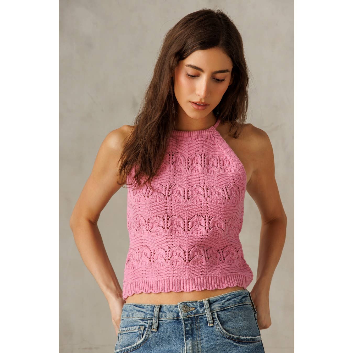 Pink Knit Halter Top