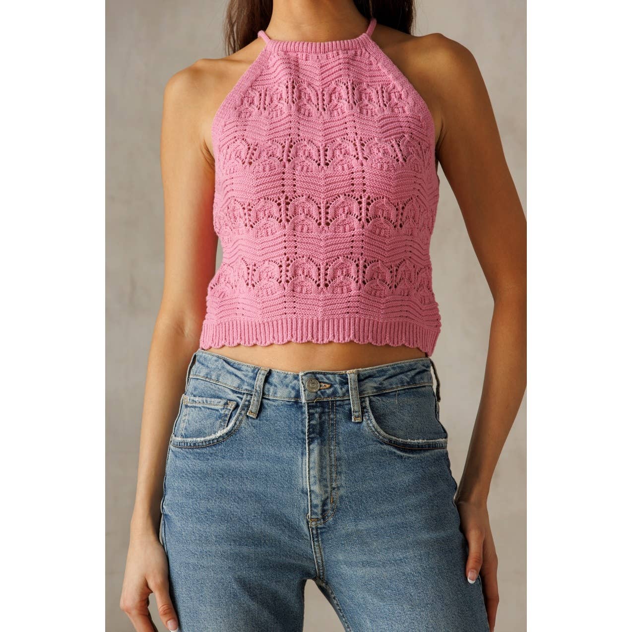 Pink Knit Halter Top