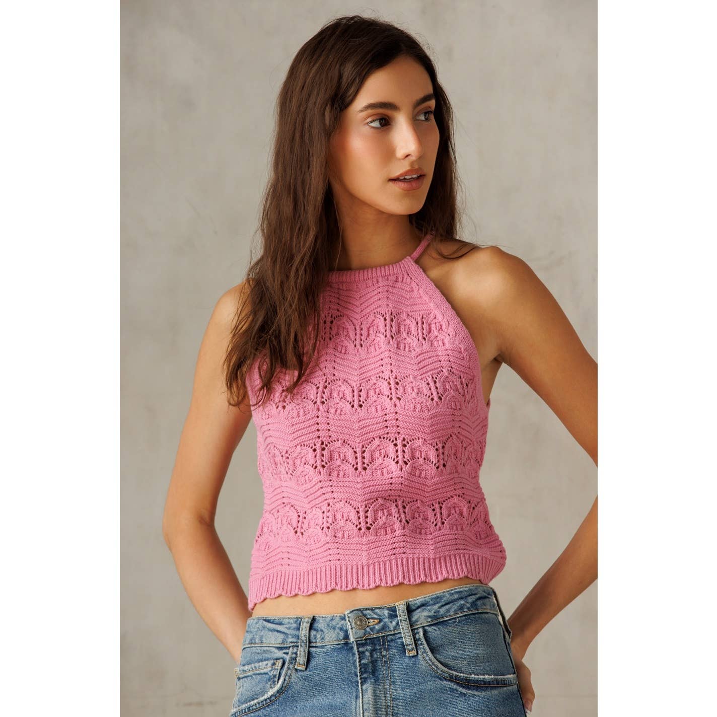 Pink Knit Halter Top