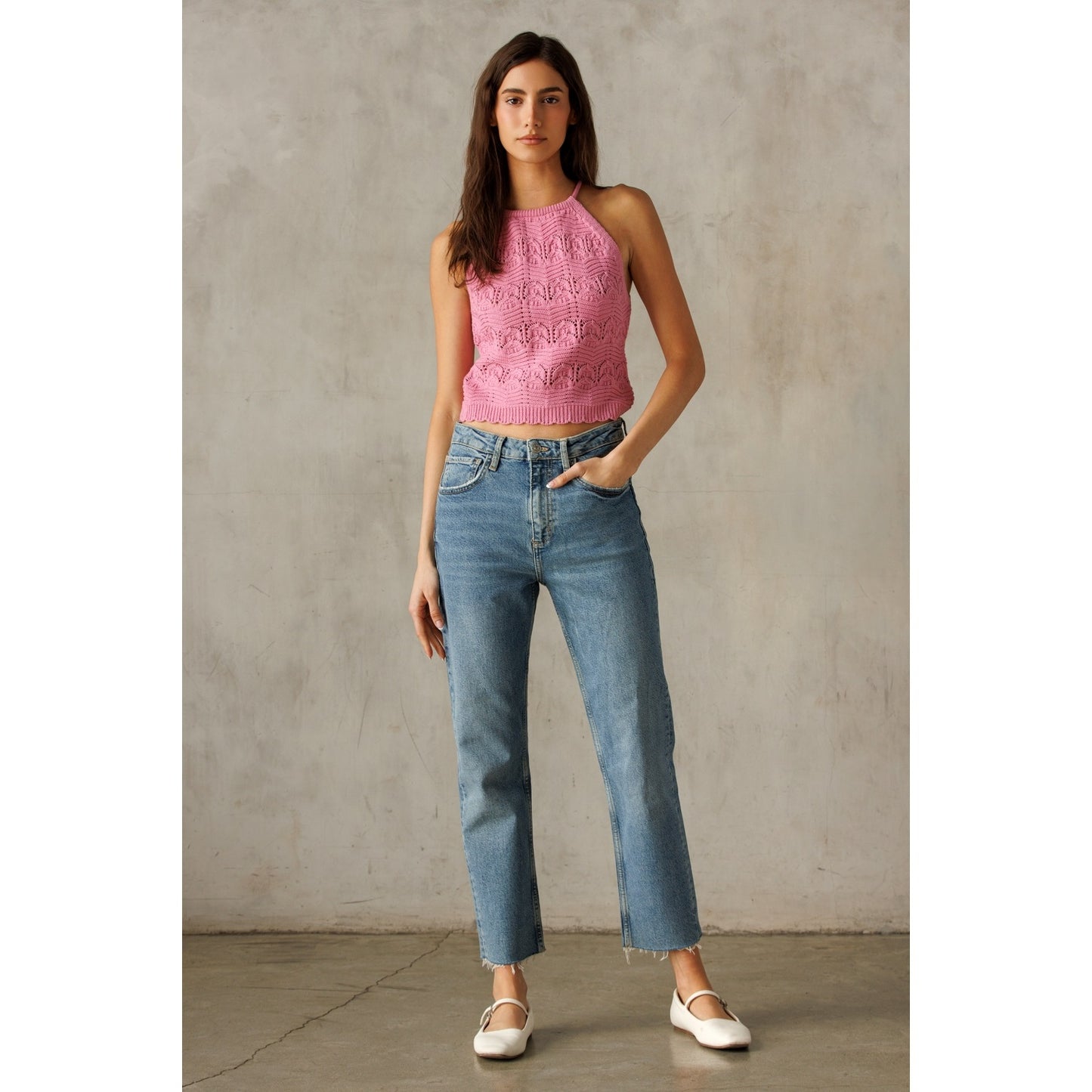 Pink Knit Halter Top