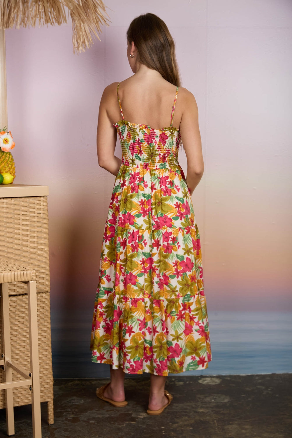 Bright Tropical Midi Dress