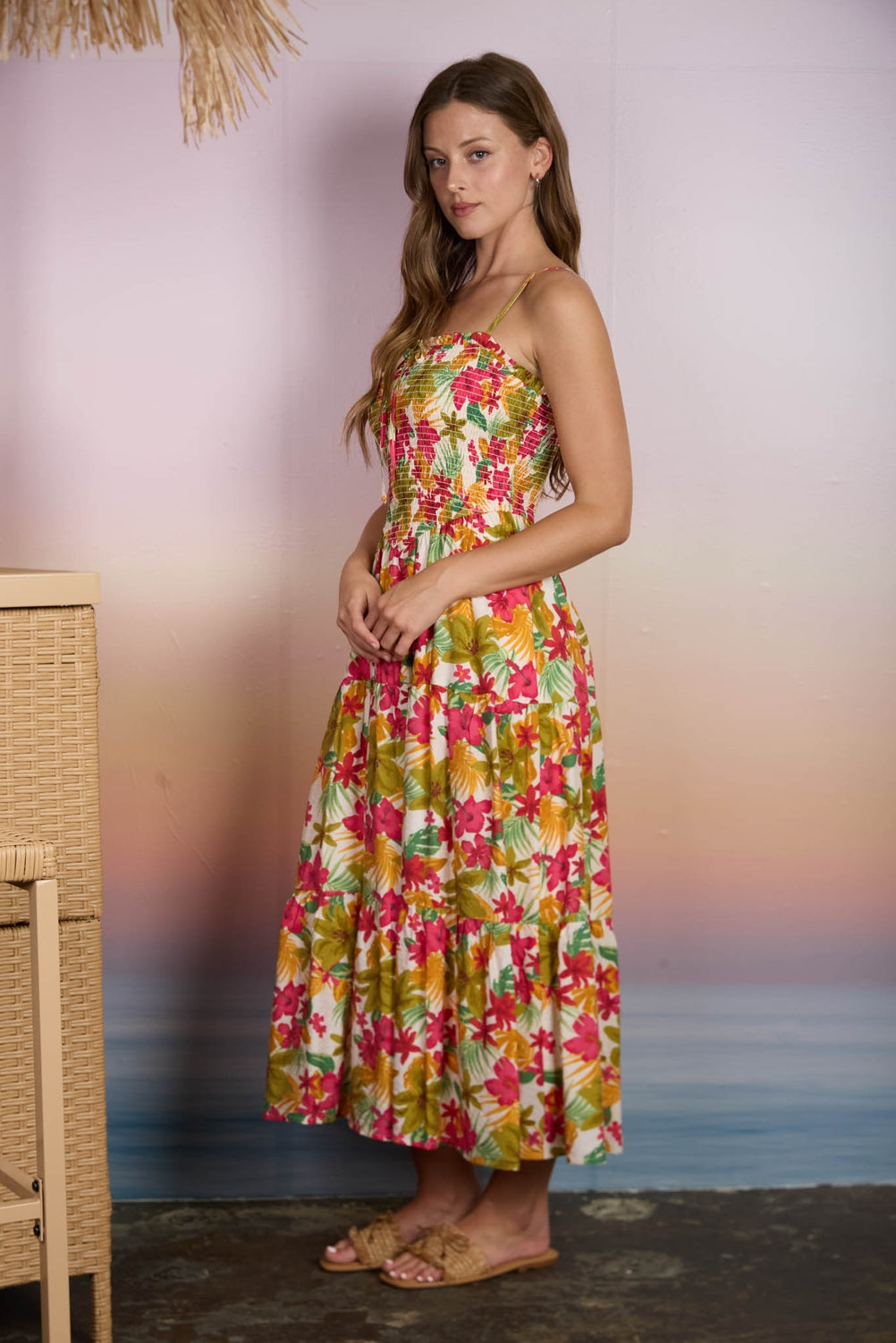 Bright Tropical Midi Dress