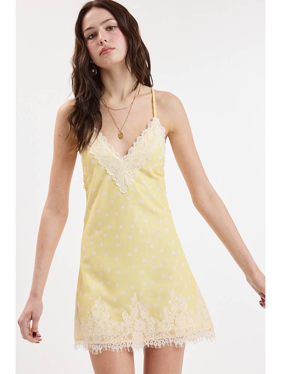 Polka Dot Yellow Slip Dress