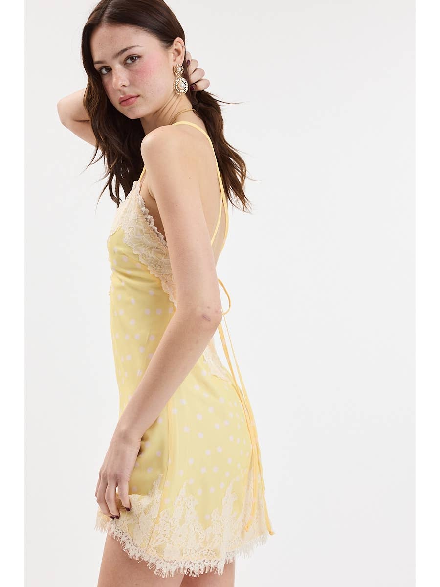 Polka Dot Yellow Slip Dress