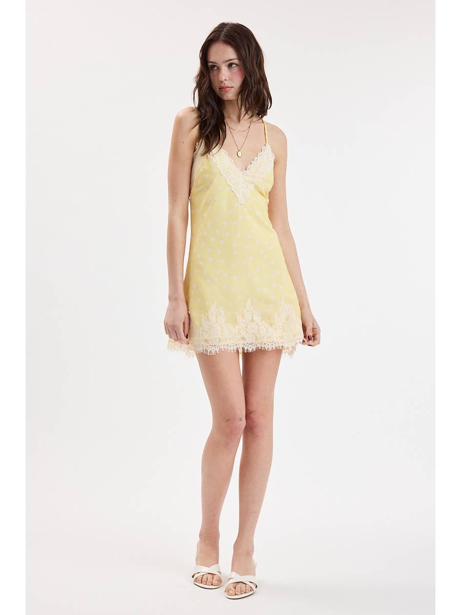 Polka Dot Yellow Slip Dress