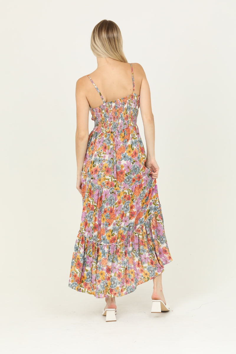 Floral Twist Maxi Slit Dress