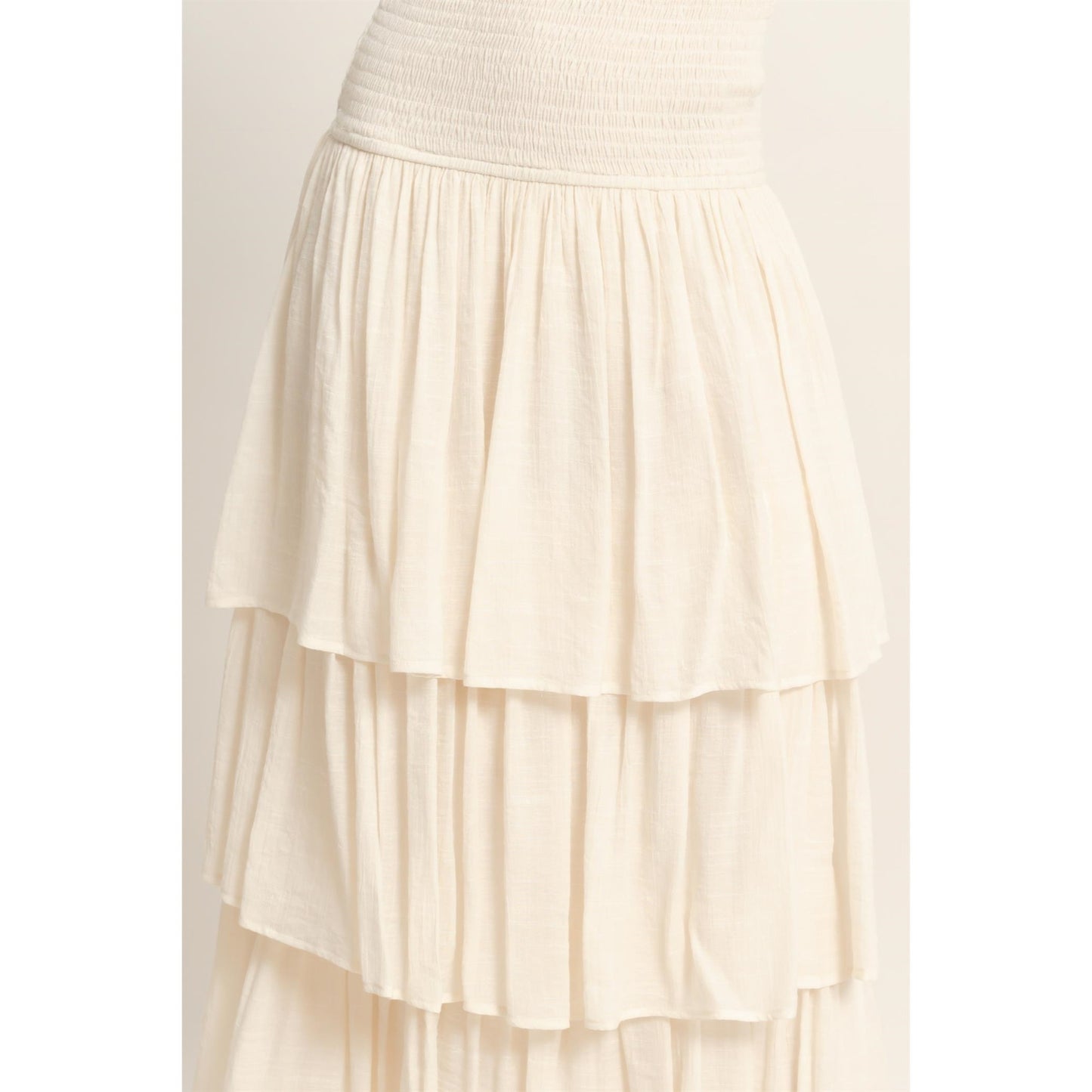 Tiered Smock Waist Maxi Skirt