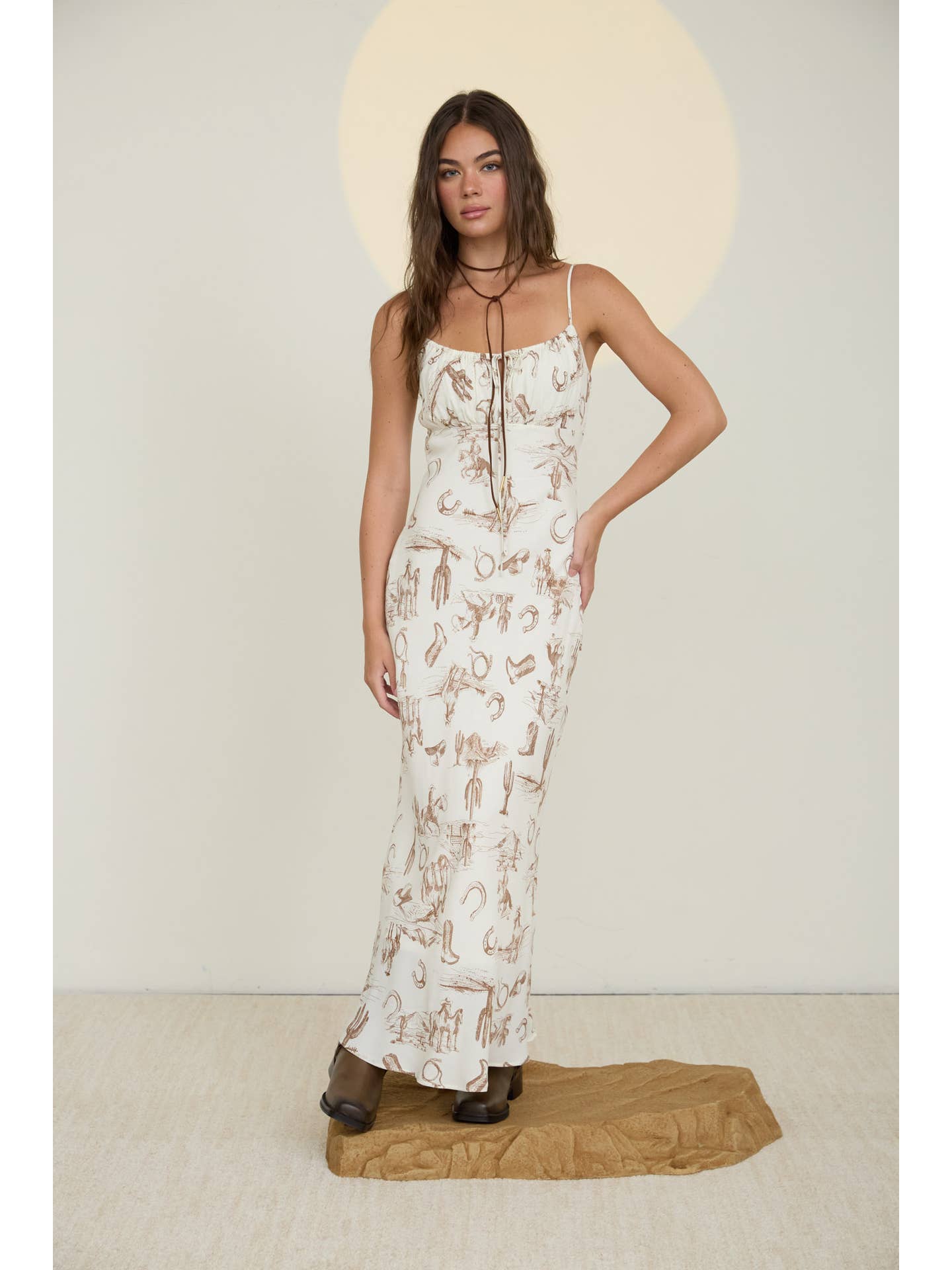 Western Print Midi Dress