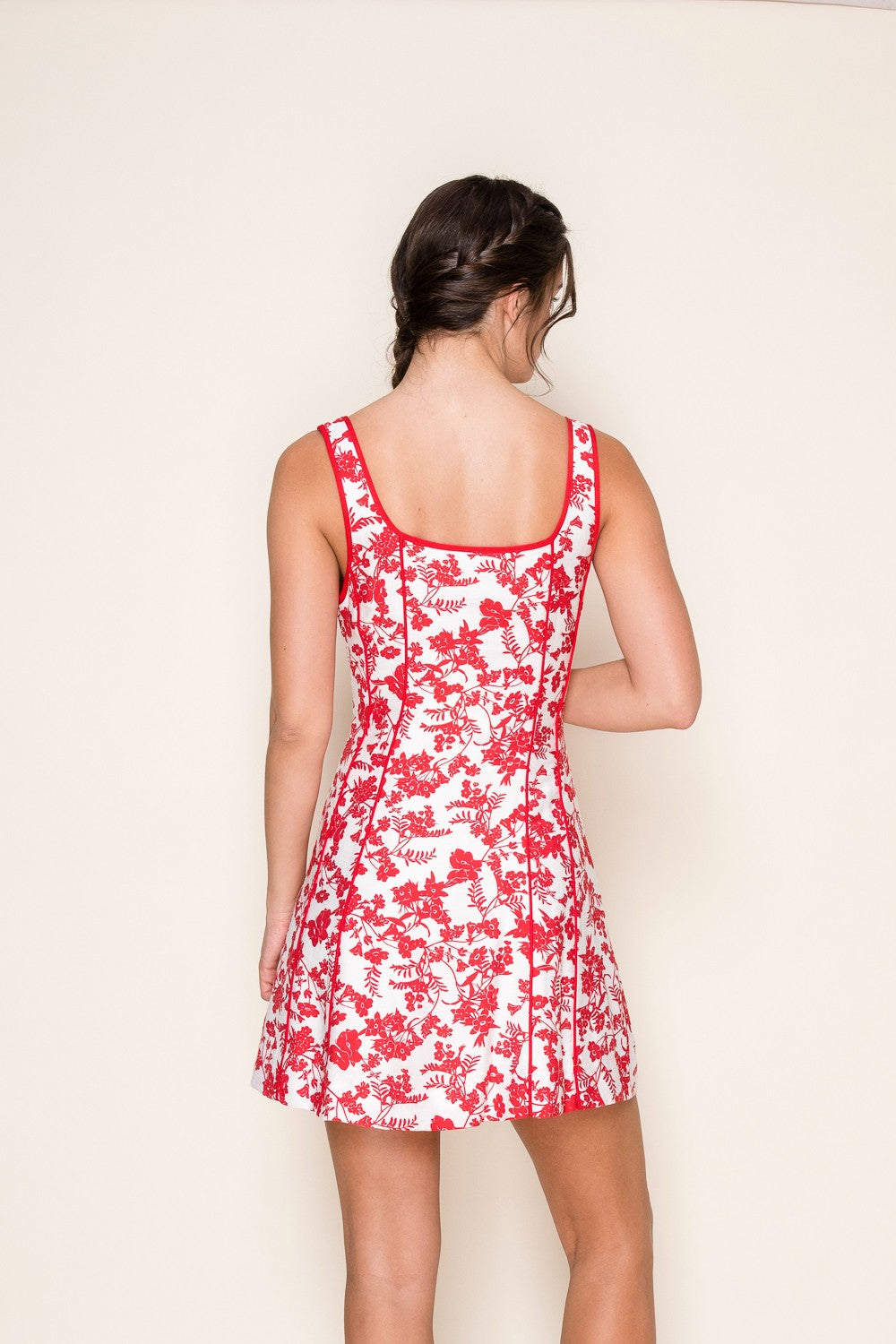 Scarlet Bloom Red Floral Mini Dress