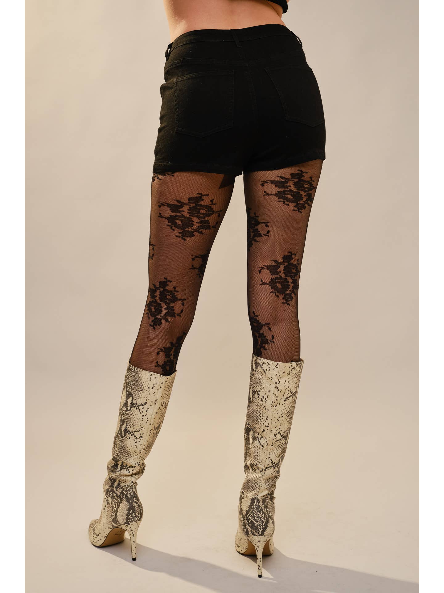 Black Embroidered Denim Shorts