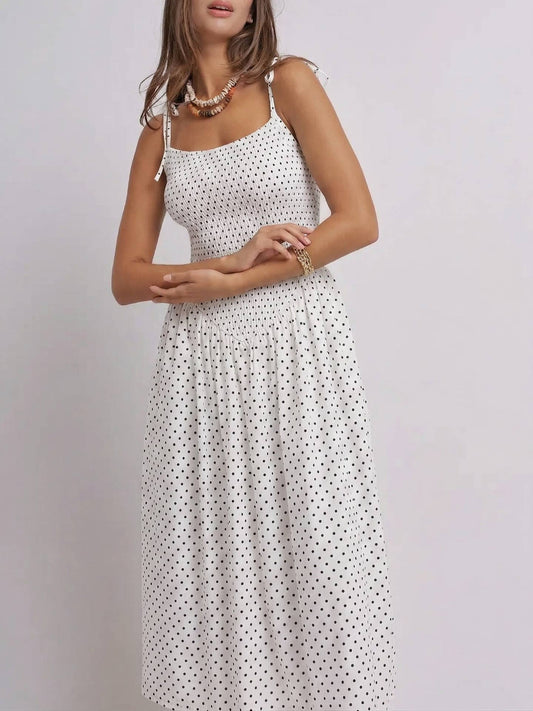 Polka Dot Midi Smock Dress