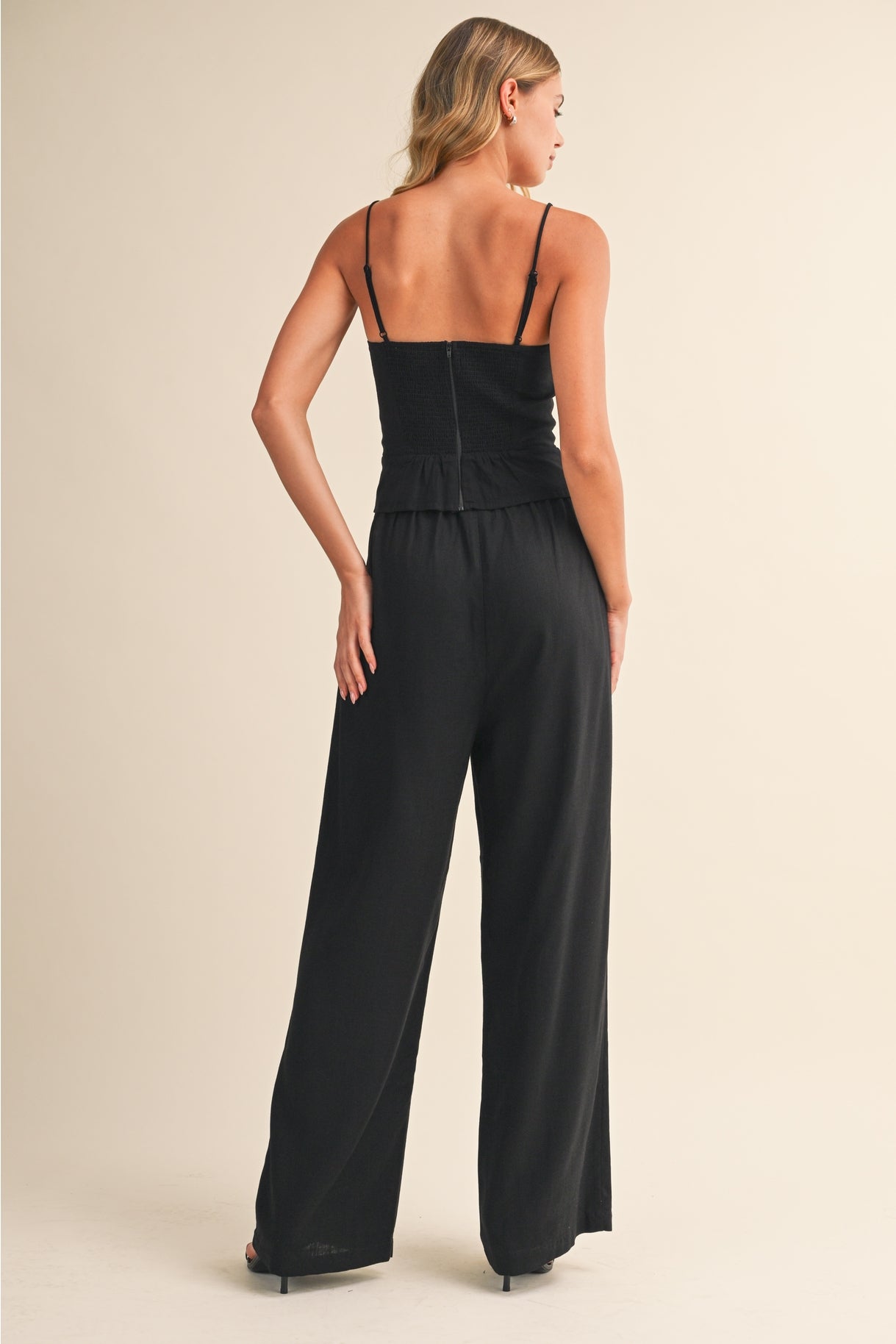 Linen Lace Up Top & Pants Set