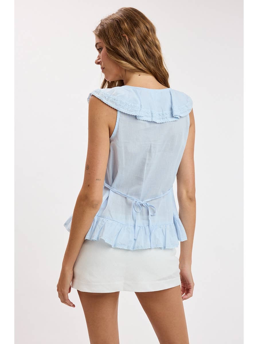 Cascading Ruffle Cap Sleeve Top