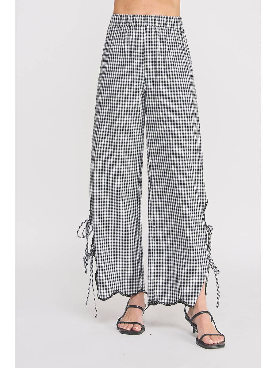 Gingham Side Ties Pants