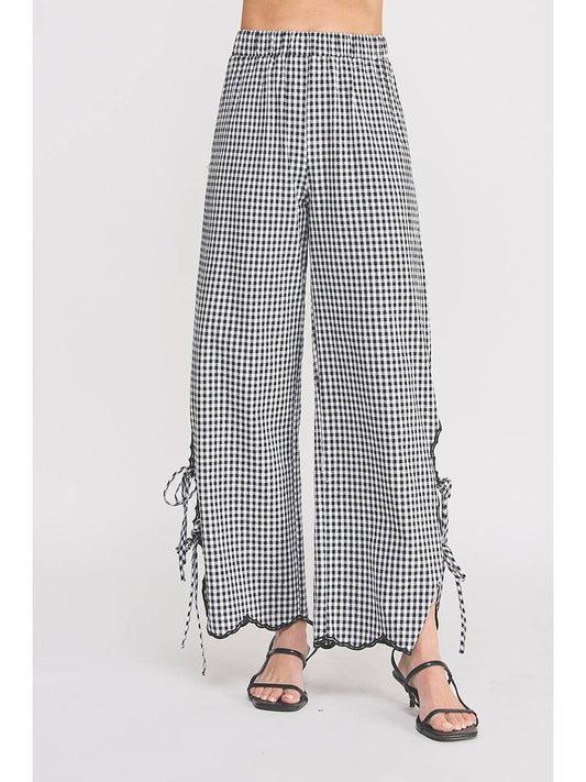 Gingham Side Ties Pants