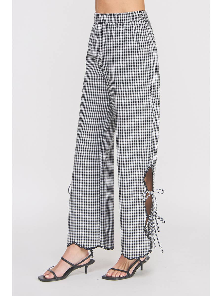 Gingham Side Ties Pants