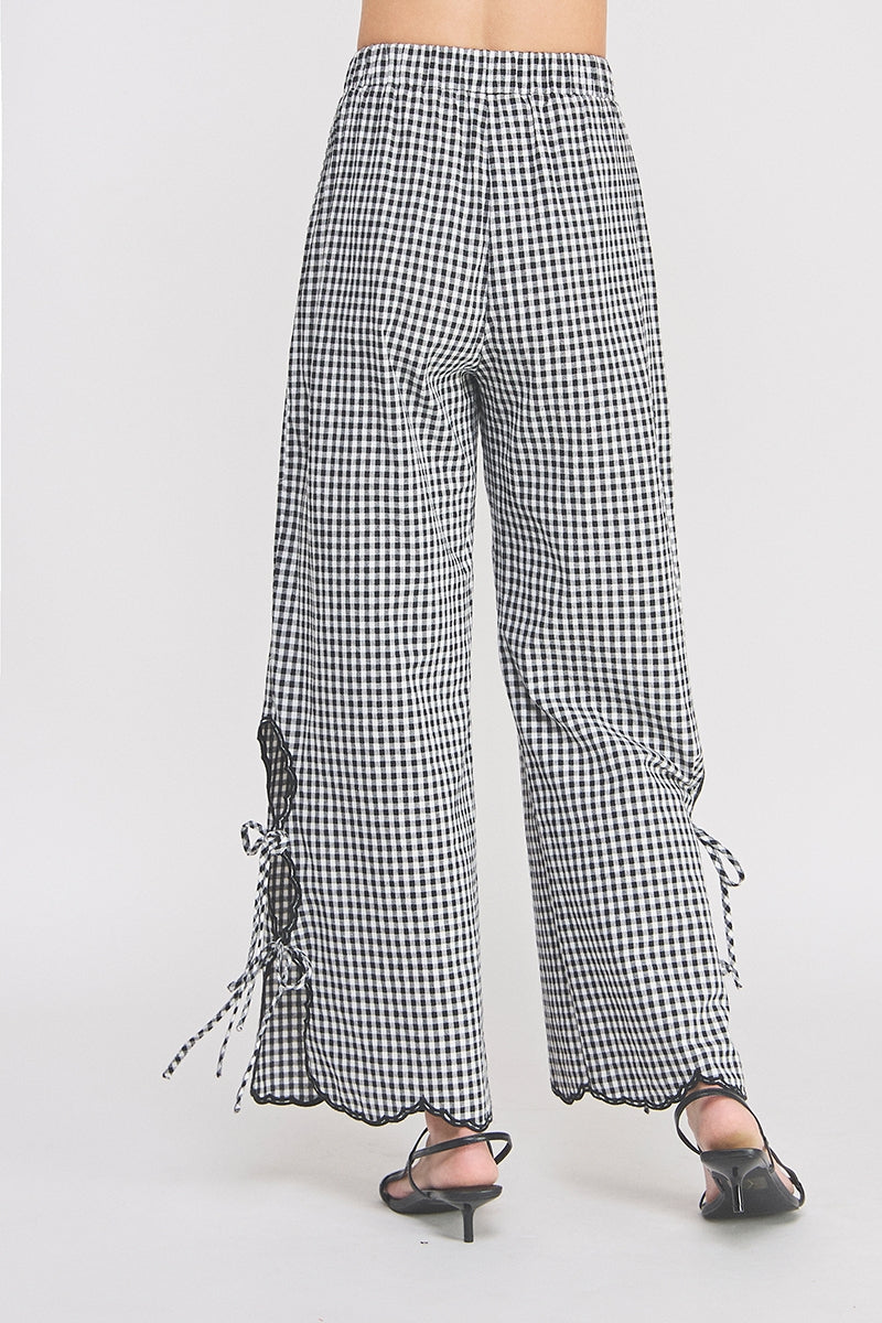 Gingham Side Ties Pants