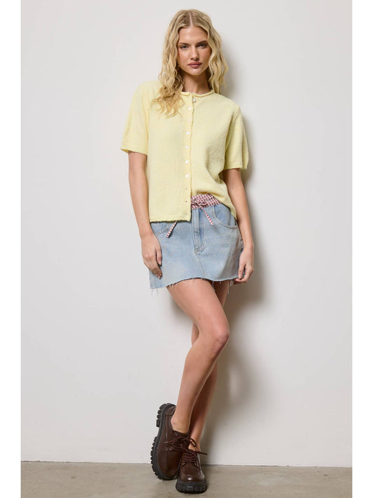 Butter Yellow Short Sleeve Cardigan Top