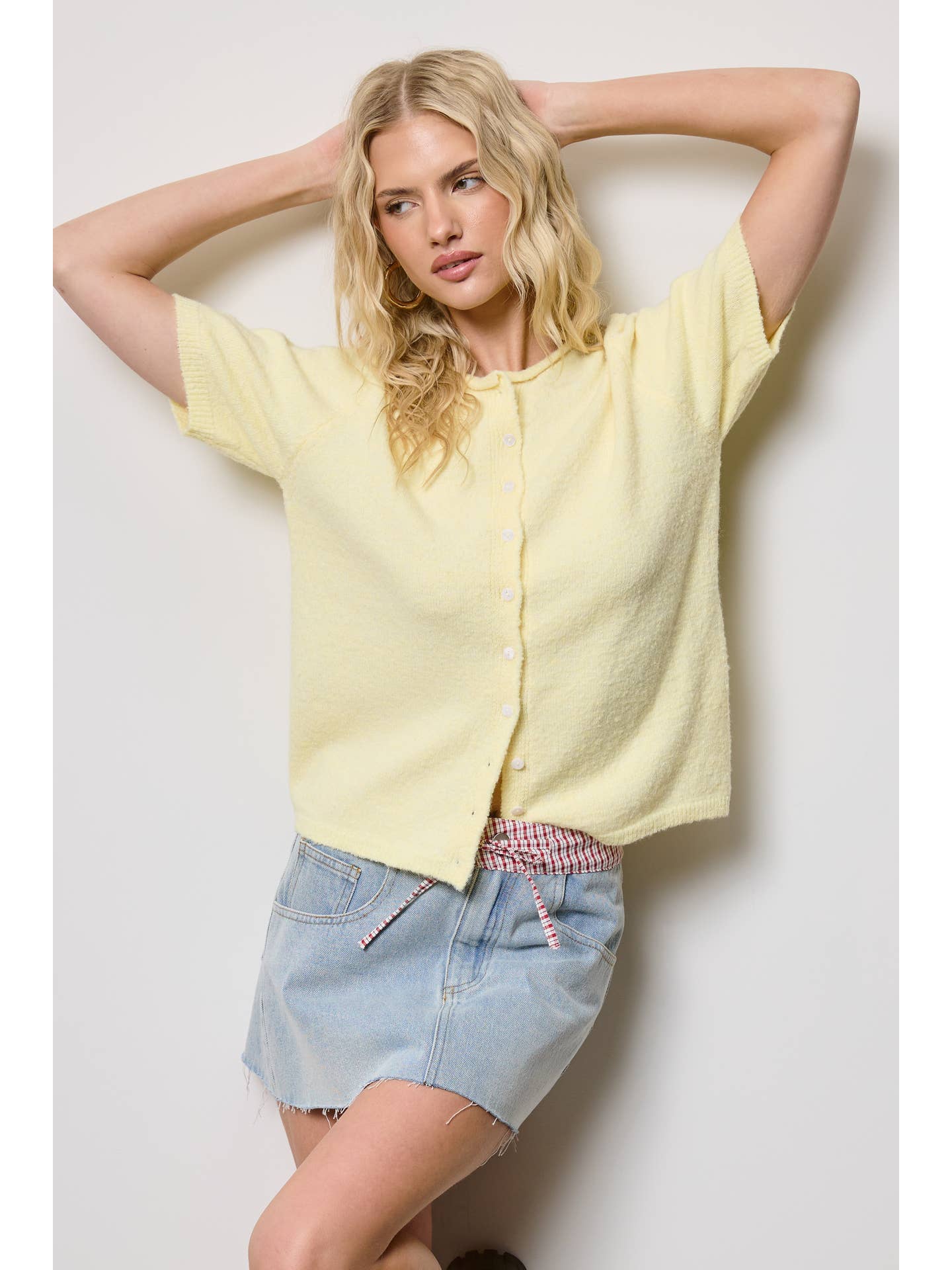 Butter Yellow Short Sleeve Cardigan Top