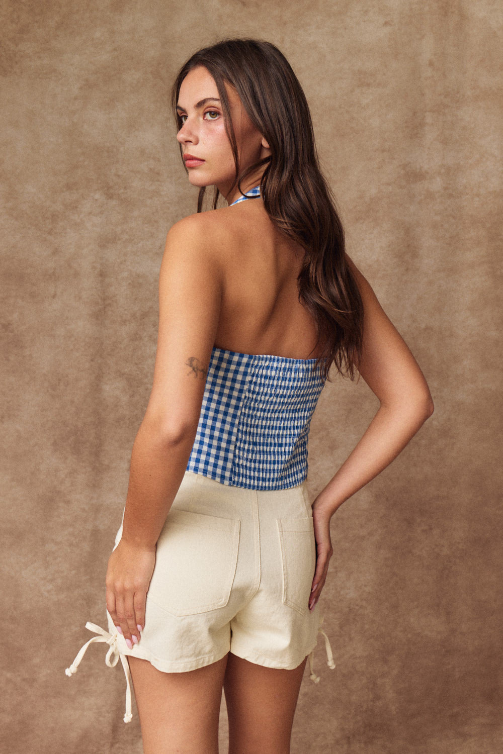 Blue Gingham Halter Top