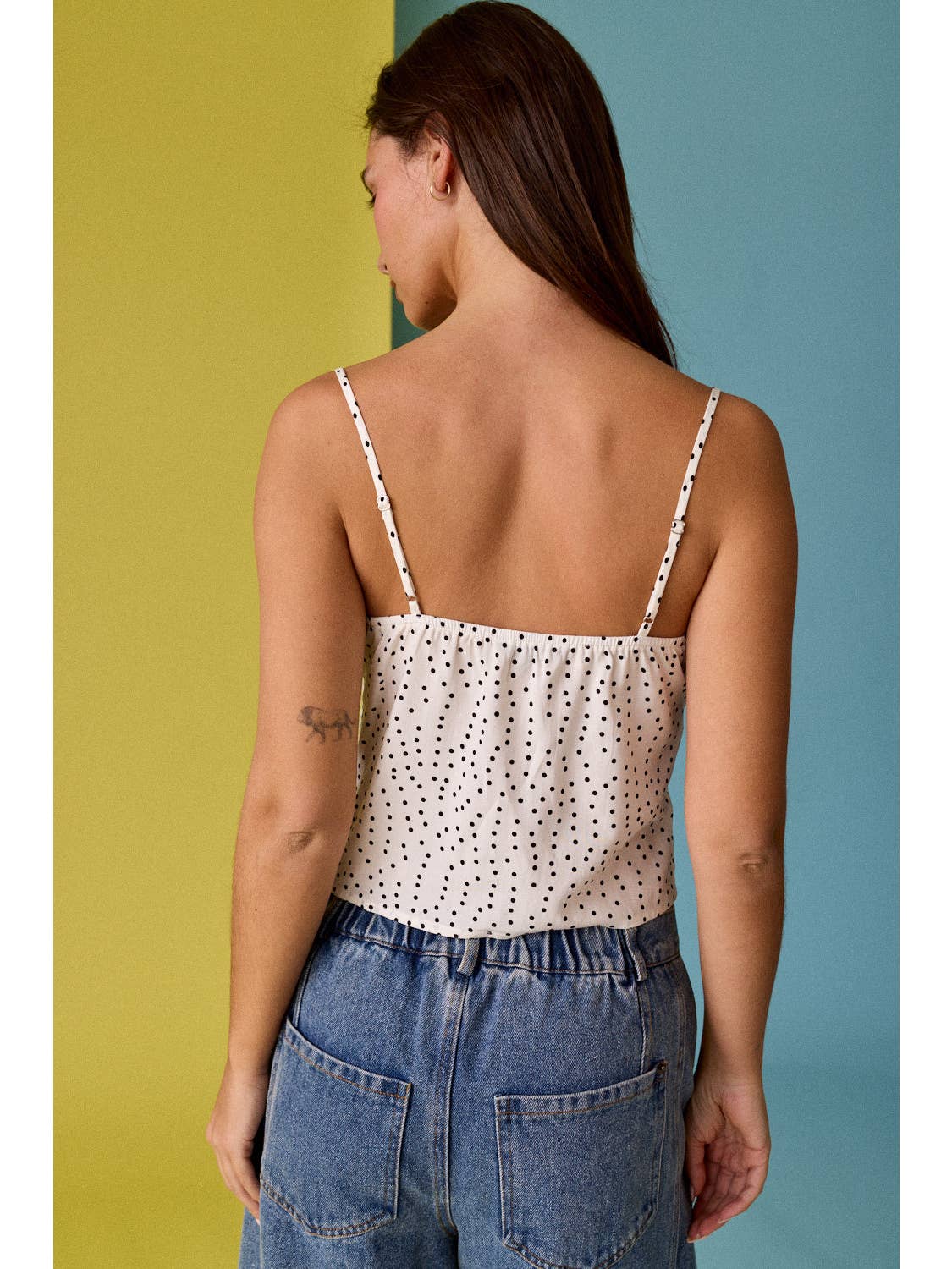 Lace Trim Polka Dot Cami Top
