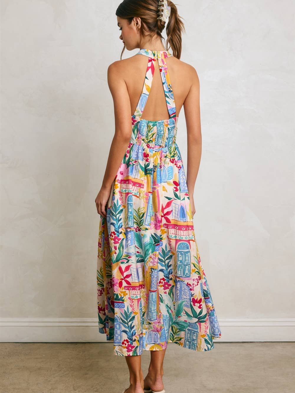 Bright Summer Halter Maxi Dress