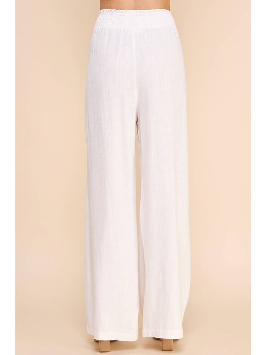 White Wide Leg Linen Pants