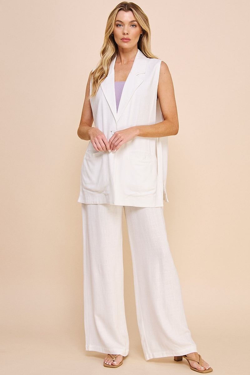 White Wide Leg Linen Pants
